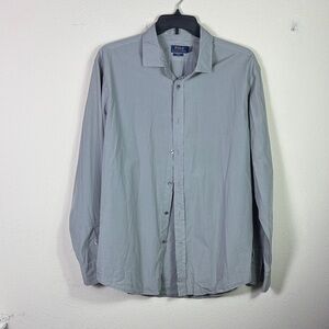 Polo Ralph Lauren Slim Fit Silk Blend Grey Button Down Long Sleeve Shirt Sz XXL
